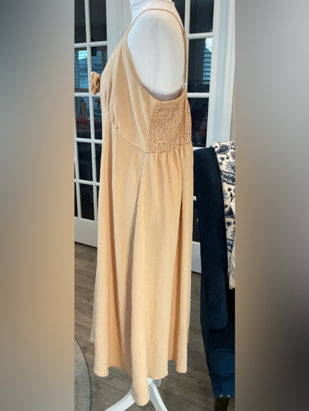 NWT New Fashion Rosette Slip Maxi Dress Smocked Back in Off-White - Size 3X - Picture 7 of 11
